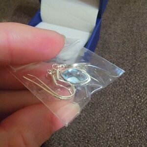 Vintage Style Natural Sky Blue Topaz Earrings In Fine Sterling Silver, Brand New